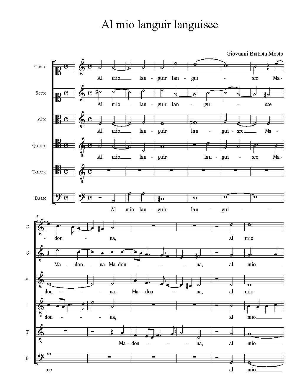 Al mio languir languisce - Choir Script PDF Thumbnail