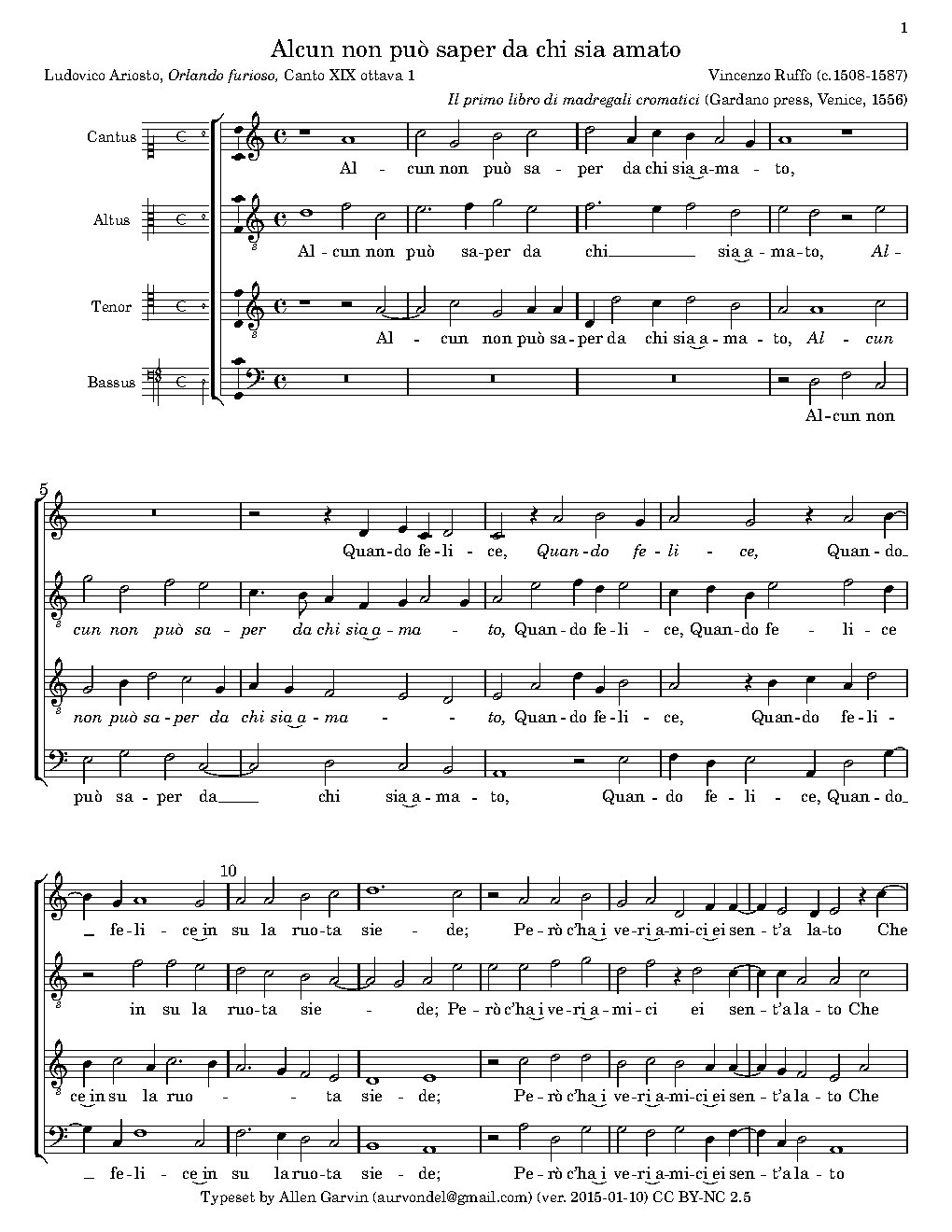 Alcun non può saper da chi sia amato - Choir Script PDF Thumbnail