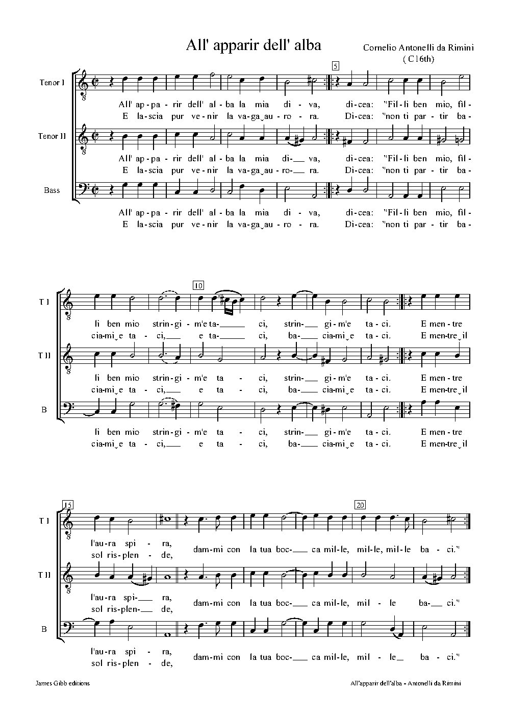 All' apparir dell' alba - Choir Script PDF Thumbnail