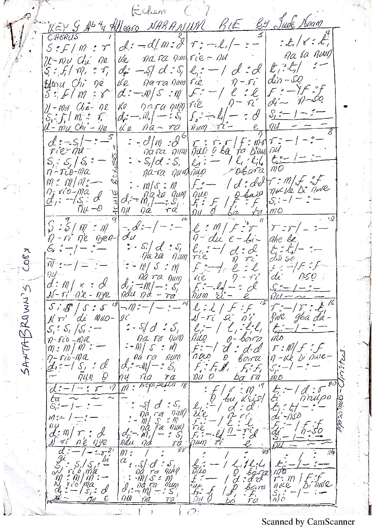 Naranum Rie - Download Choir Script PDF