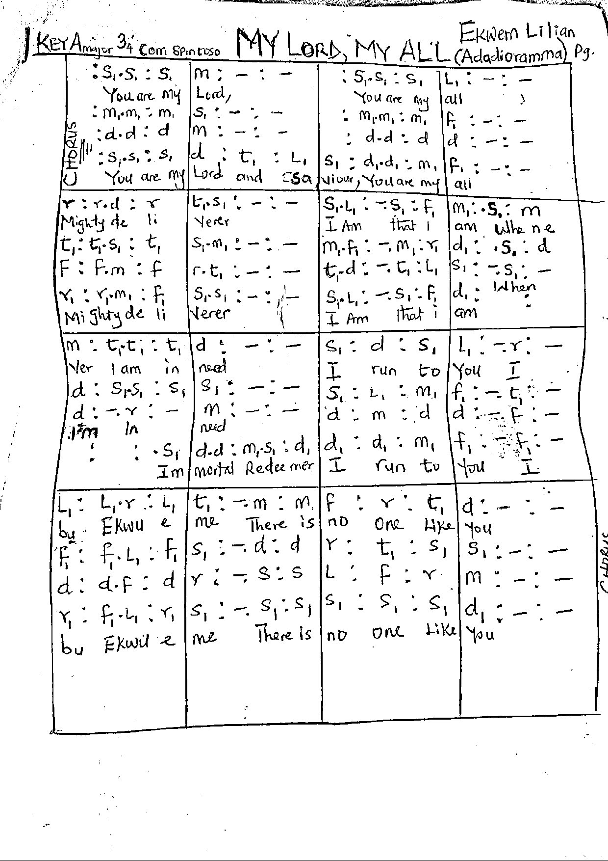 My Lord, My All - Download Choir Script PDF