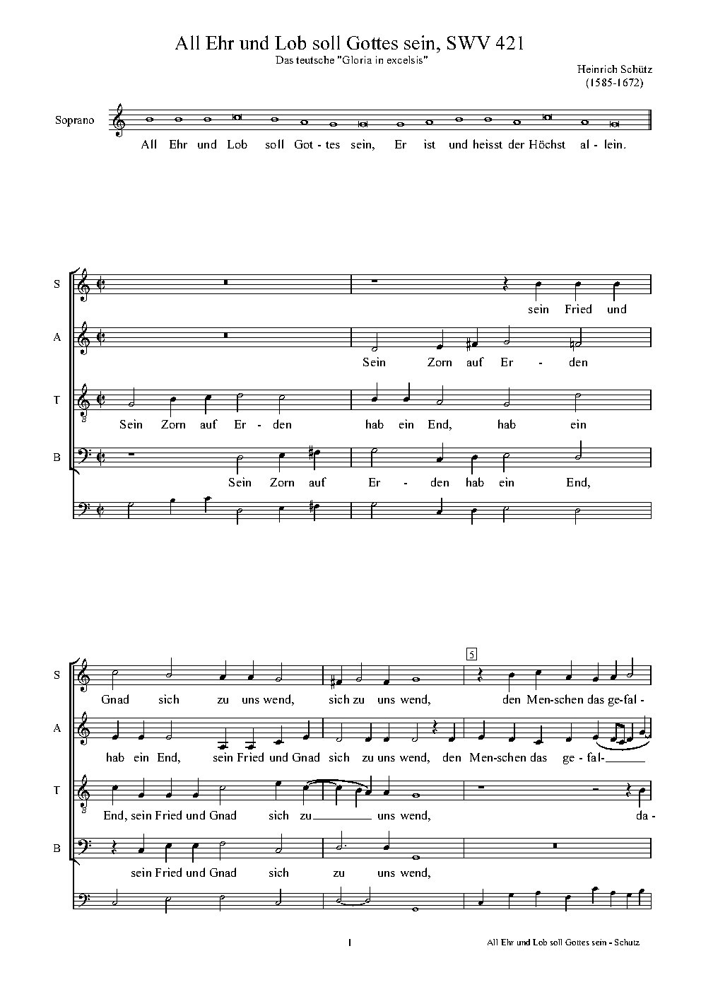 All Ehr und Lob soll Gottes sein, SWV 421