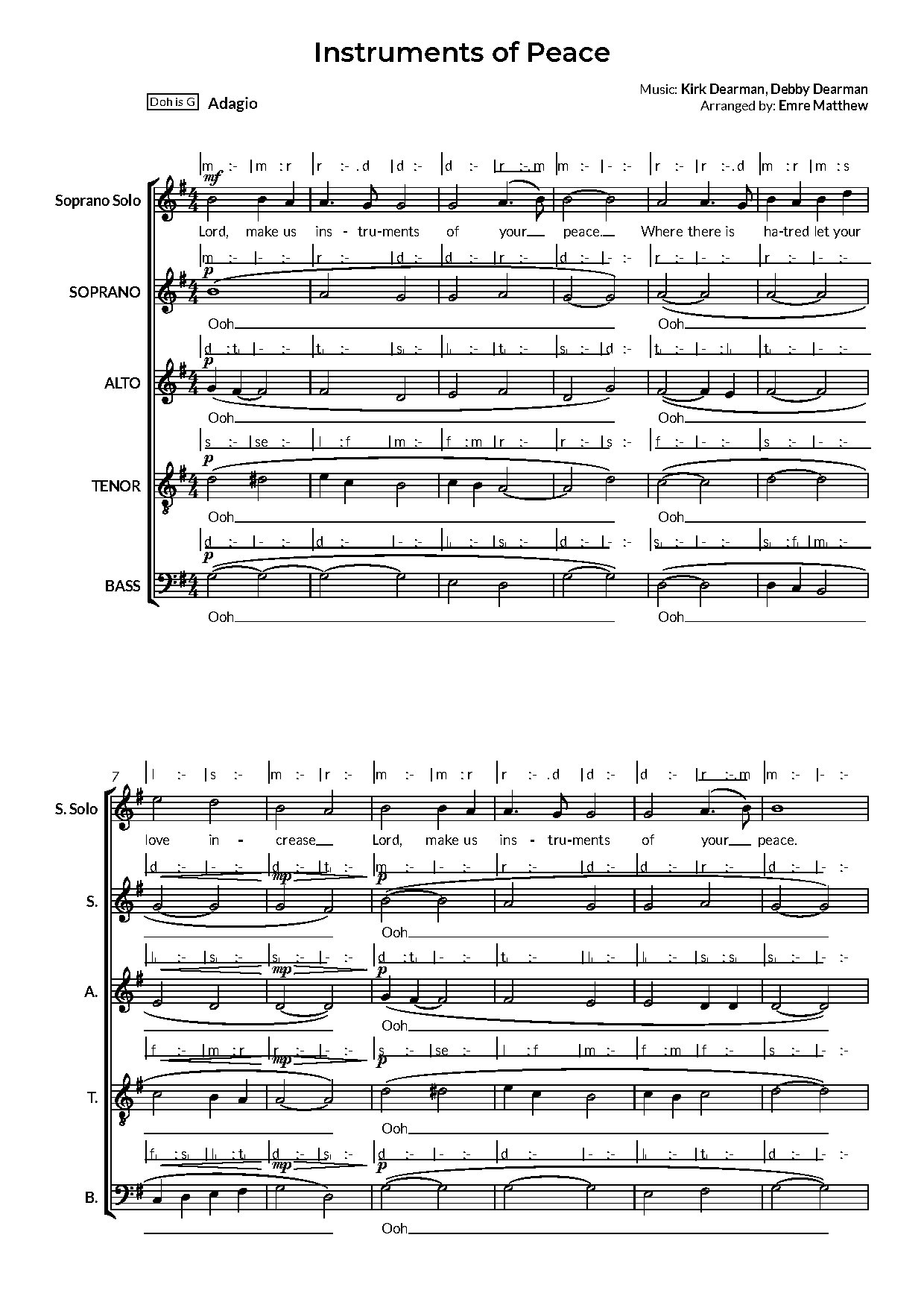 Instruments Of Peace -emre Matthew - Full Score - Download Choir Script PDF