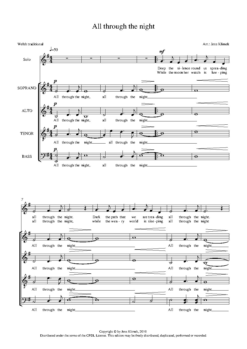 All through the night - Choir Script PDF Thumbnail