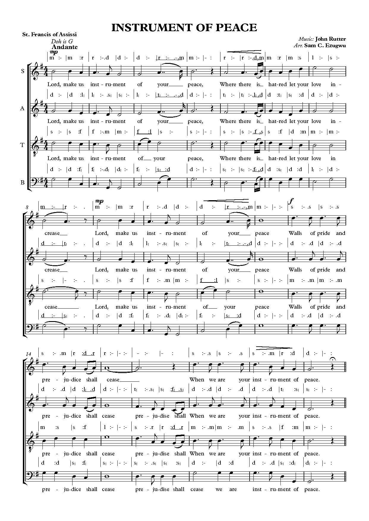 Instrument Of Peace - Full Score - Download Choir Script PDF