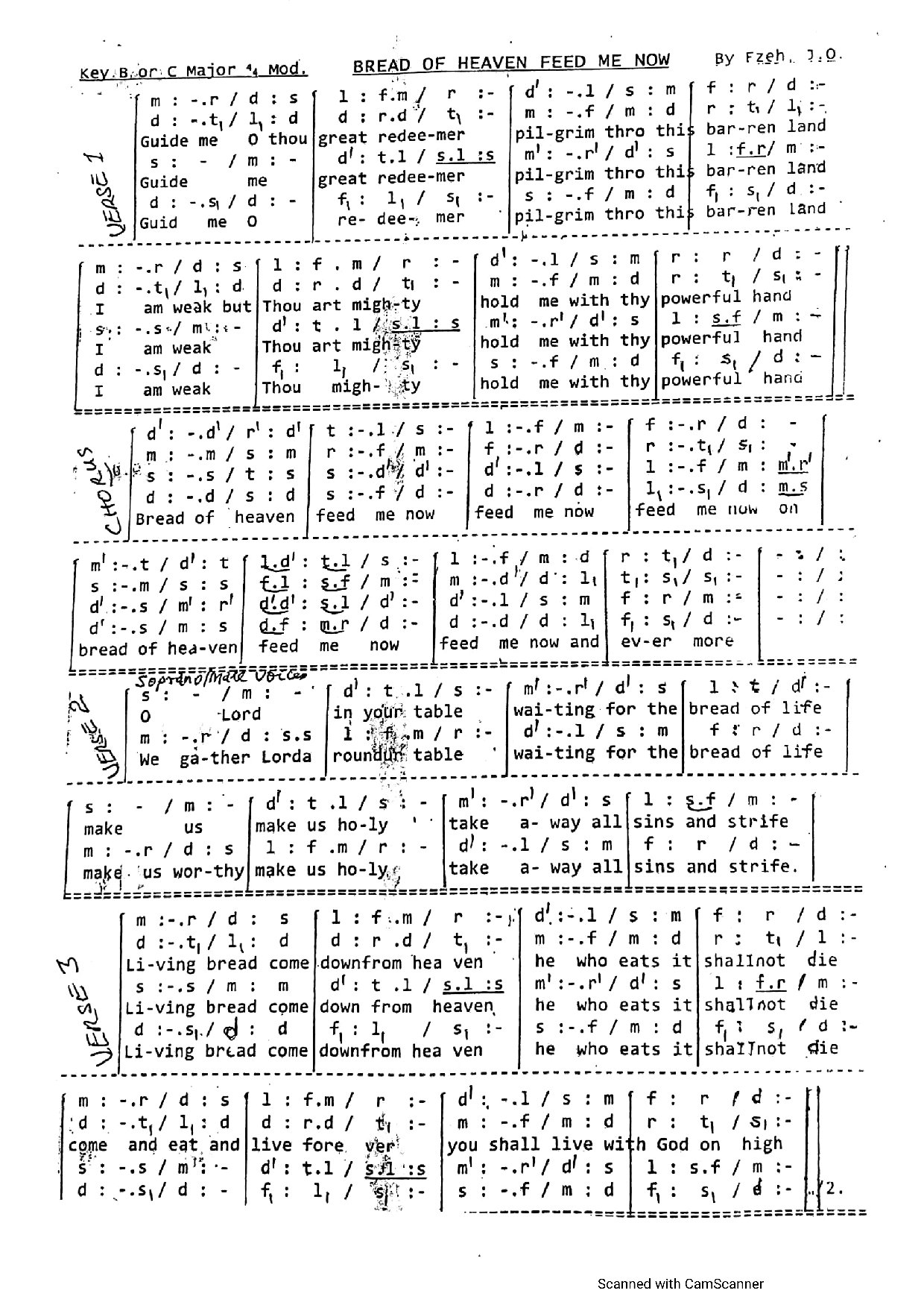 Bread Of Heaven Feed Me Now ~ Onuorah J.o Ezeh - Download Choir Script PDF