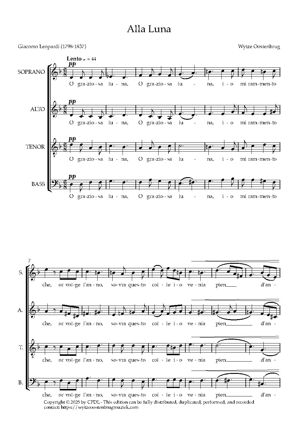 Alla Luna - Choir Script PDF Thumbnail