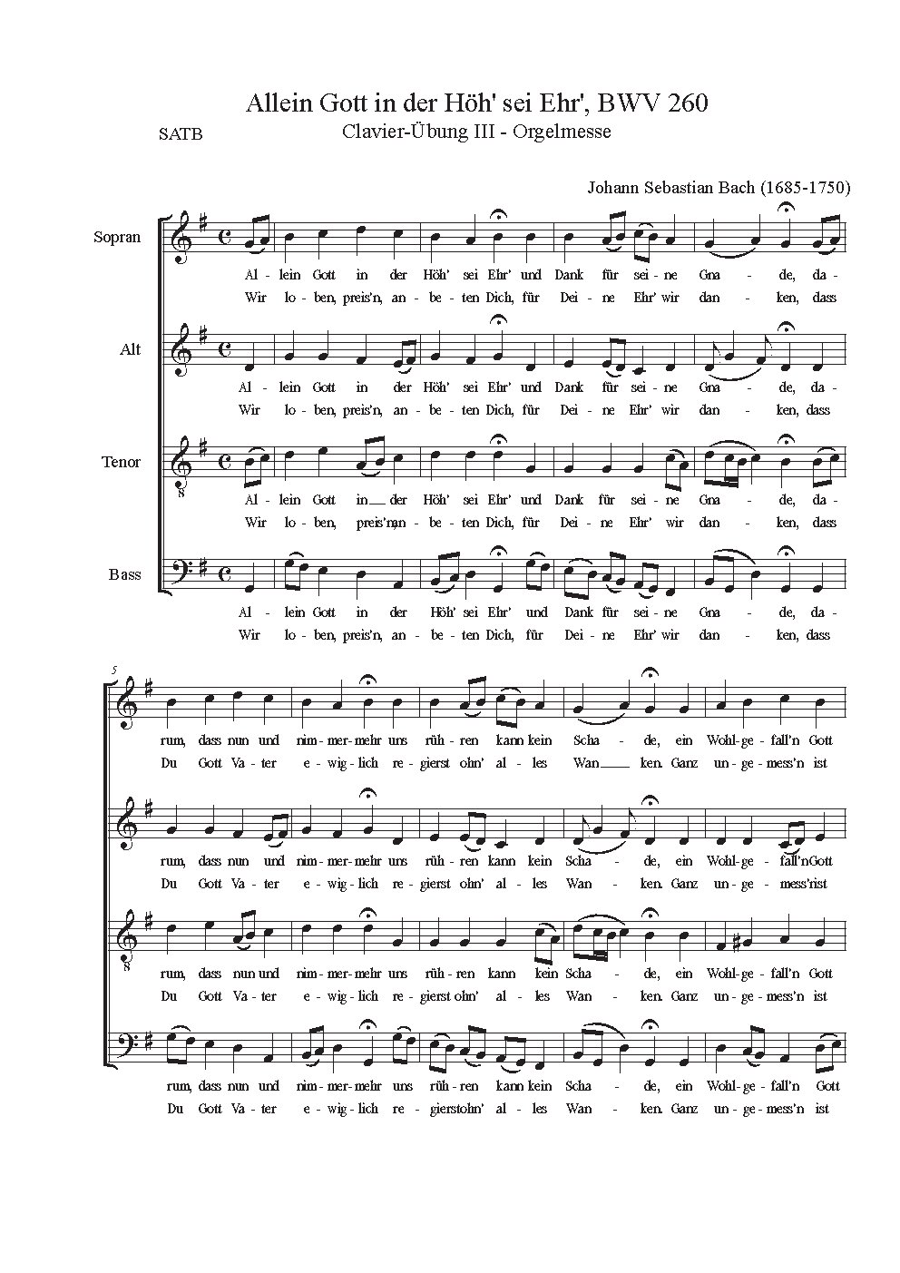 Allein Gott in der Höh' sei Ehr' (Chorale)|{{NoCo|Chorals of the German Organ Mass (Clavier Übung III)