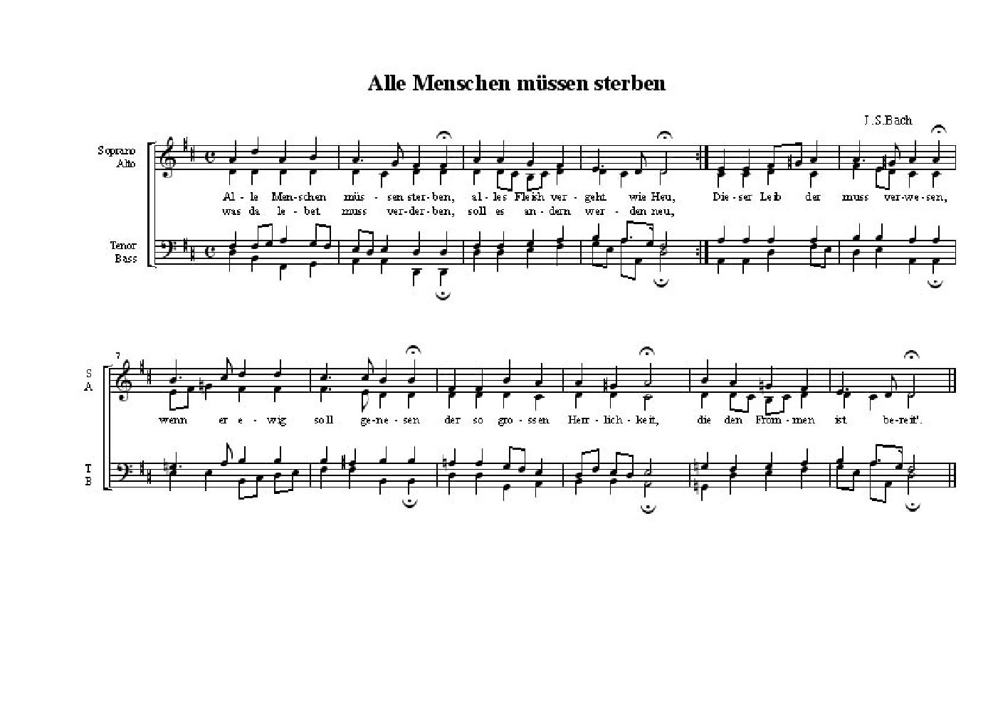 Alle Menschen müssen sterben (Chorale)