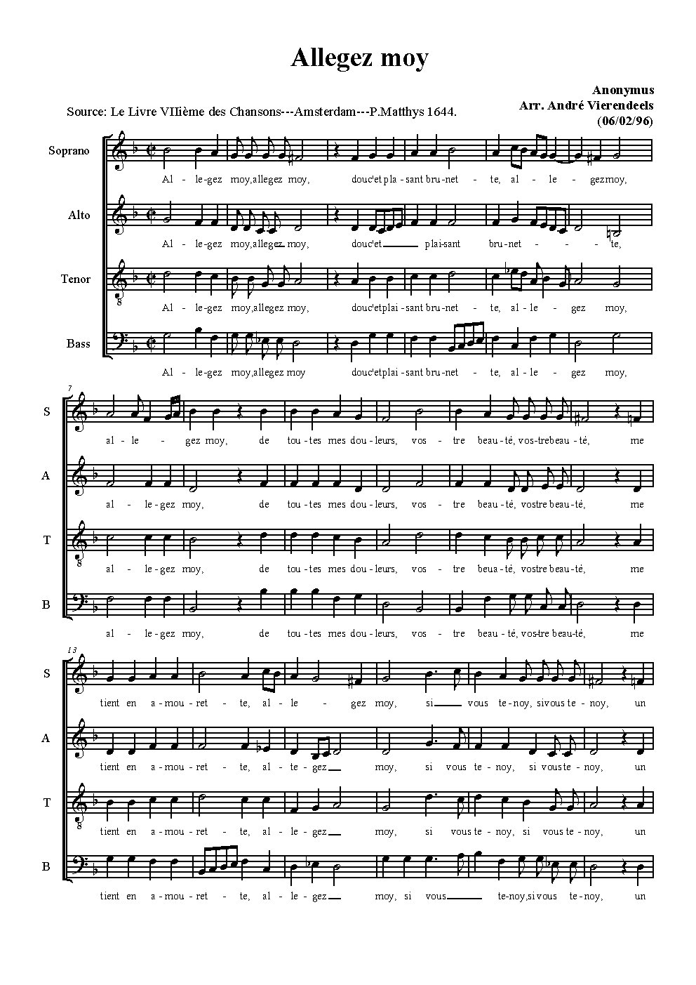 Allegez moy - Choir Script PDF Thumbnail