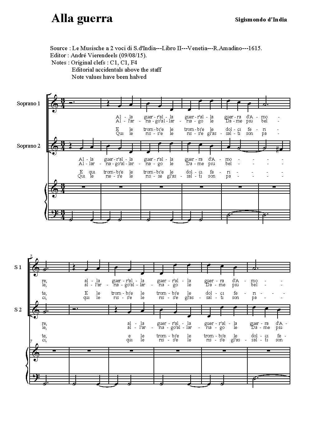Alla guerra d'Amore - Choir Script PDF Thumbnail