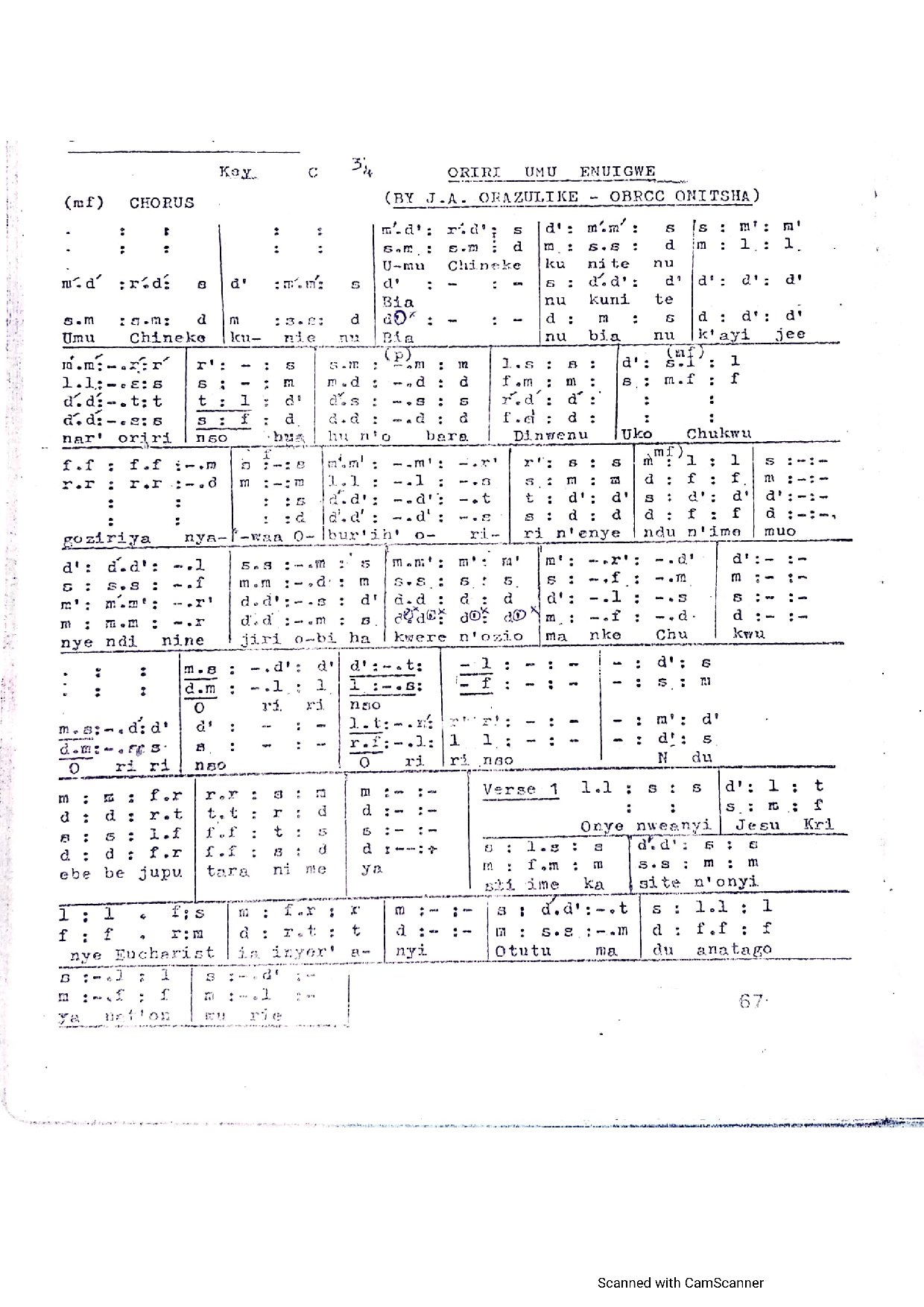 Oriri Umu Enuigwe - Download Choir Script PDF
